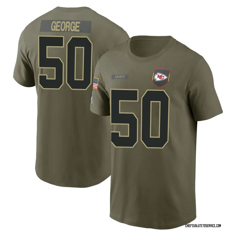 Men's Brandon George Kansas City Chiefs Olive 2025 Salute to Service Name & Number T-Shirt