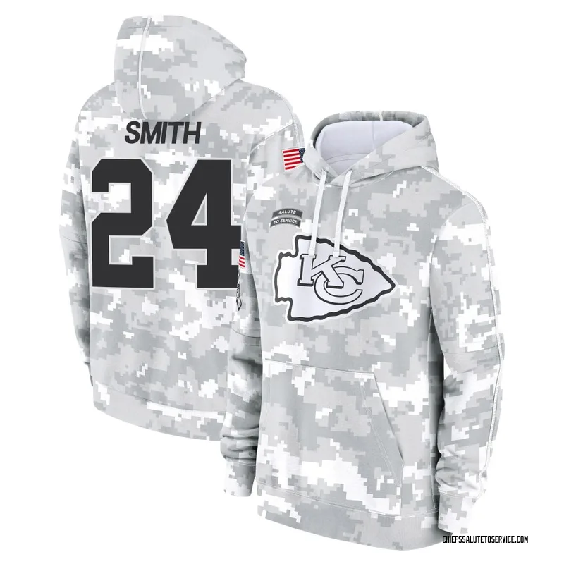 Men's Brashard Smith Kansas City Chiefs Camo Arctic 2024 Salute to Service Club Fleece Pullover Hoodie