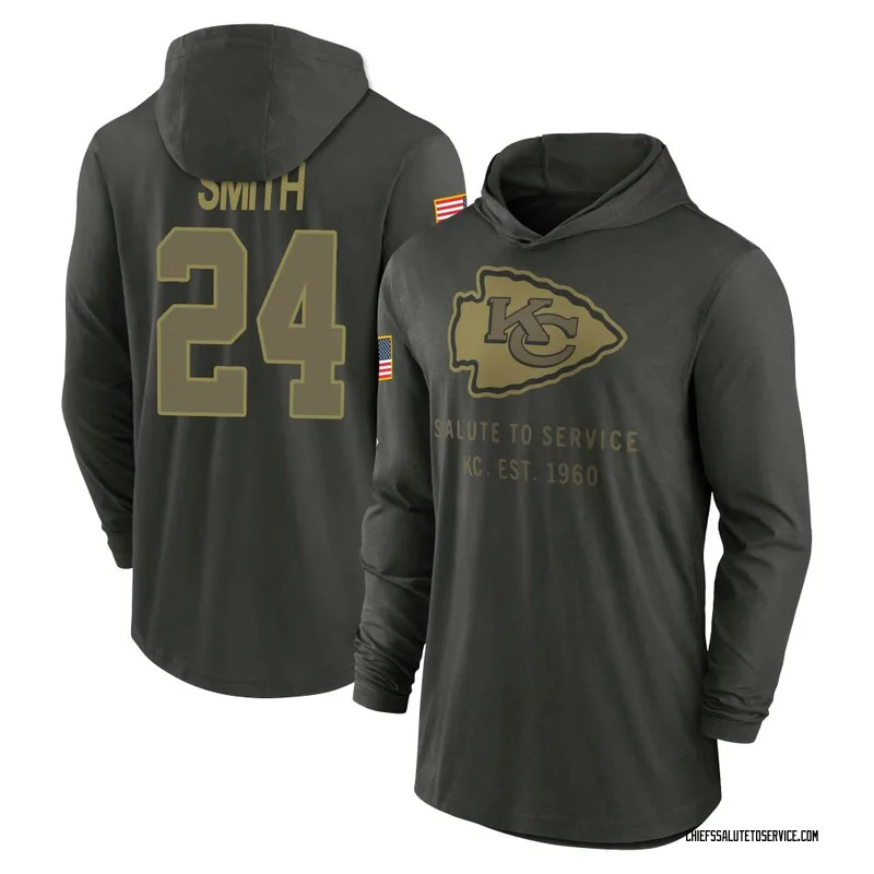 Men's Brashard Smith Kansas City Chiefs Green Forest/ 2025 Salute to Service Sideline Lightweight Hooded Pullover Long Sleeve T-
