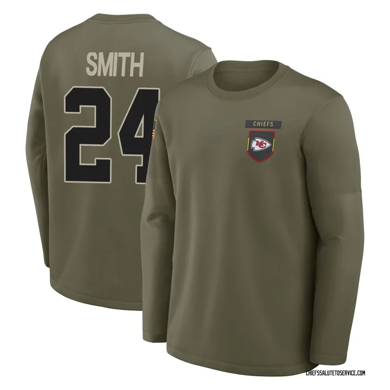 Men's Brashard Smith Kansas City Chiefs Olive 2025 Salute to Service Sideline Coaches Long Sleeve T-Shirt