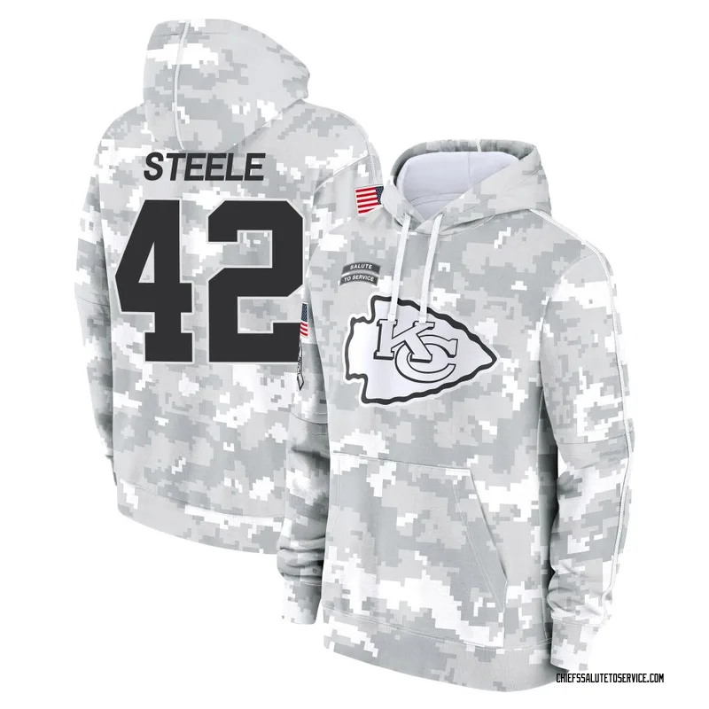 Men's Carson Steele Kansas City Chiefs Camo Arctic 2024 Salute to Service Club Fleece Pullover Hoodie