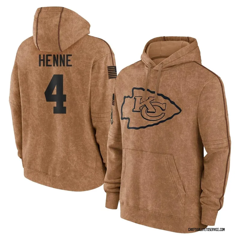 Men's Chad Henne Kansas City Chiefs Brown 2023 Salute To Service Club Pullover Hoodie