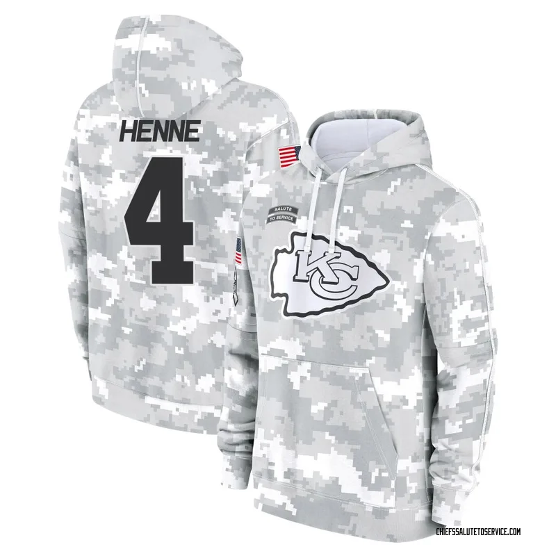 Men's Chad Henne Kansas City Chiefs Camo Arctic 2024 Salute to Service Club Fleece Pullover Hoodie