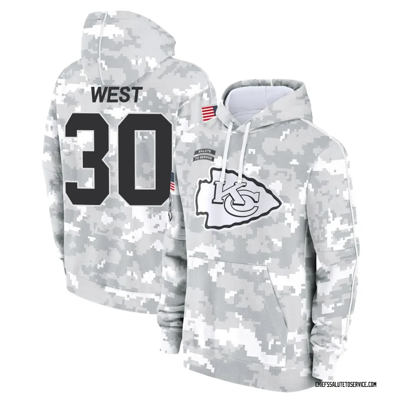 Men's Charcandrick West Kansas City Chiefs Camo Arctic 2024 Salute to Service Club Fleece Pullover Hoodie