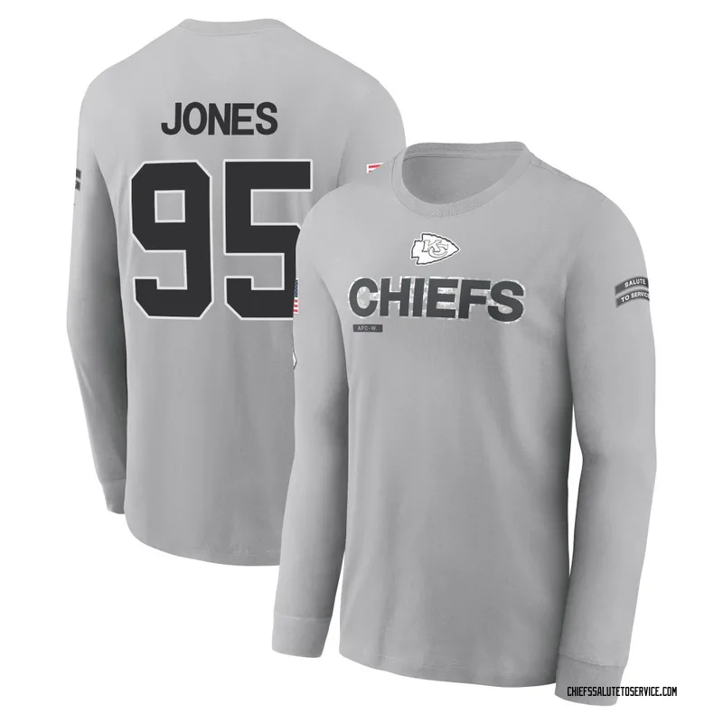 Men's Chris Jones Kansas City Chiefs Gray 2024 Salute to Service Long Sleeve T-Shirt