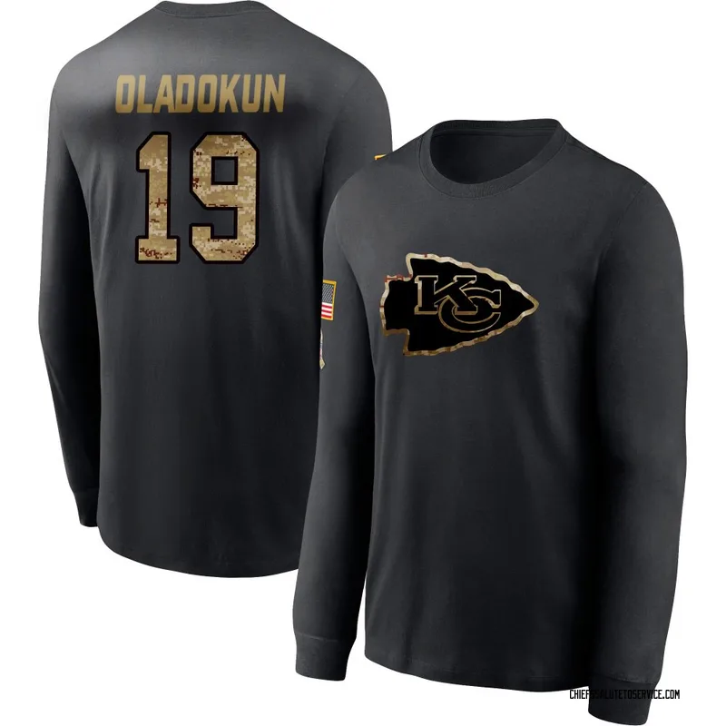 Men's Chris Oladokun Kansas City Chiefs Black 2020 Salute To Service Sideline Performance Long Sleeve T-Shirt