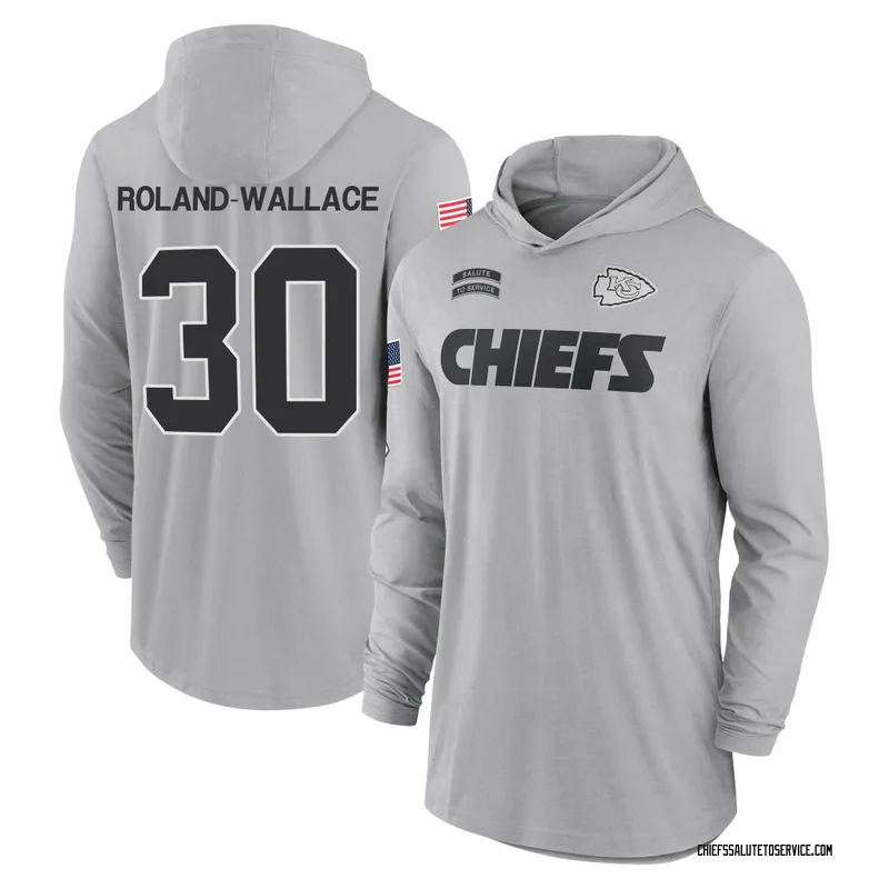 Men's Chris Roland-Wallace Kansas City Chiefs Gray 2024 Salute to Service Lightweight Performance Long Sleeve Hooded T-Shirt