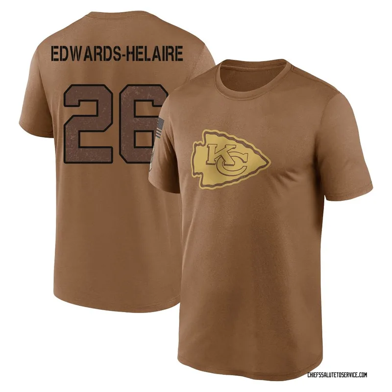 Men's Clyde Edwards-Helaire Kansas City Chiefs Legend Brown 2023 Salute To Service Performance T-Shirt