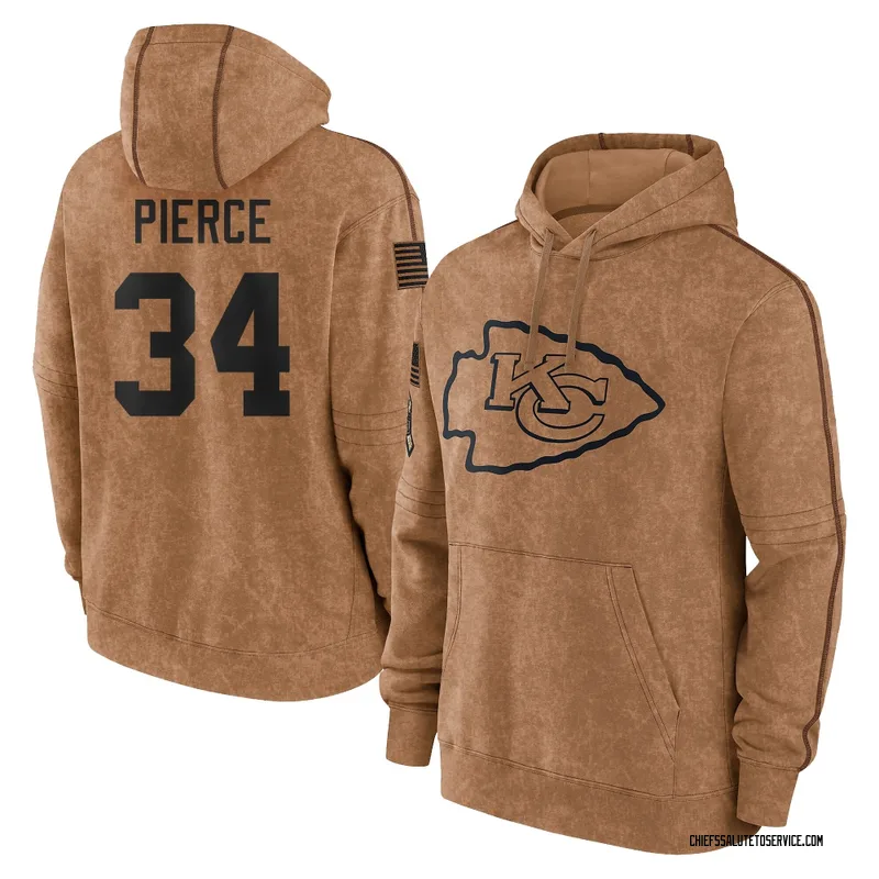 Men's Dameon Pierce Kansas City Chiefs Brown 2023 Salute To Service Club Pullover Hoodie