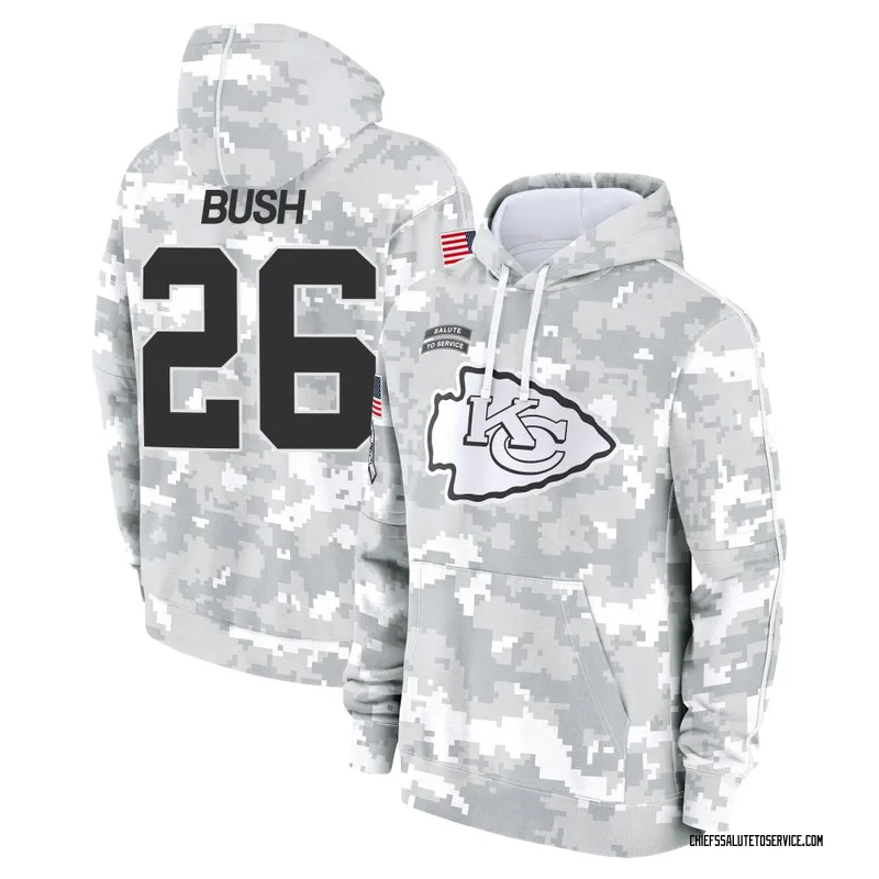 Men's Deon Bush Kansas City Chiefs Camo Arctic 2024 Salute to Service Club Fleece Pullover Hoodie