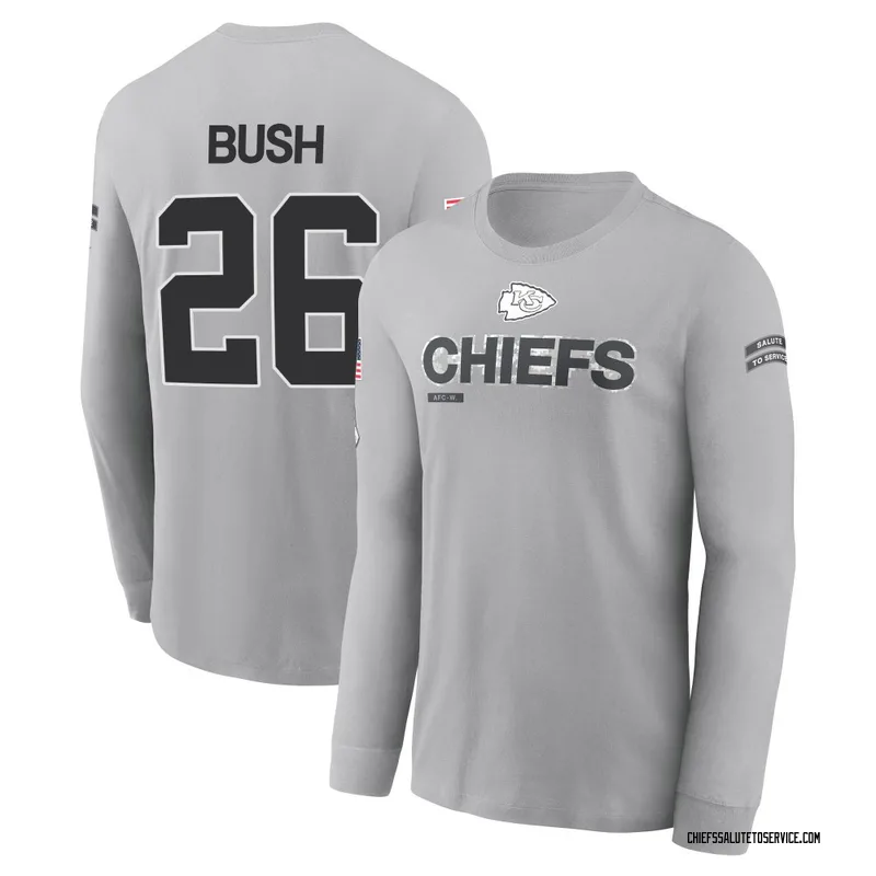 Men's Deon Bush Kansas City Chiefs Gray 2024 Salute to Service Long Sleeve T-Shirt