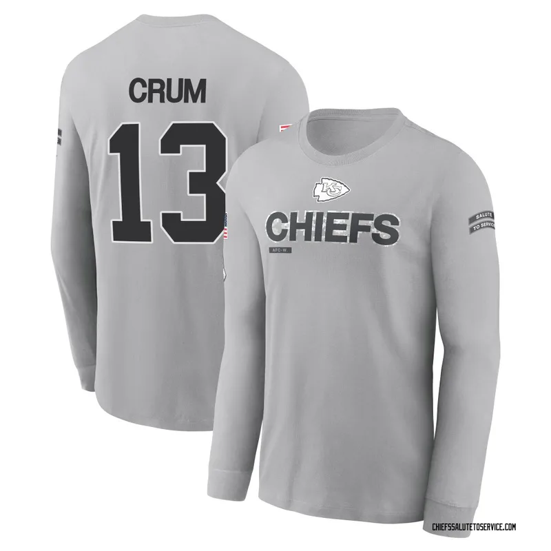 Men's Dustin Crum Kansas City Chiefs Gray 2024 Salute to Service Long Sleeve T-Shirt