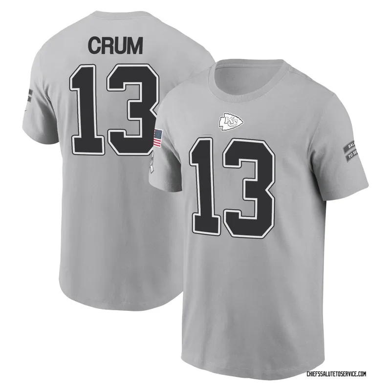 Men's Dustin Crum Kansas City Chiefs Gray 2024 Salute to Service Name & Number T-Shirt