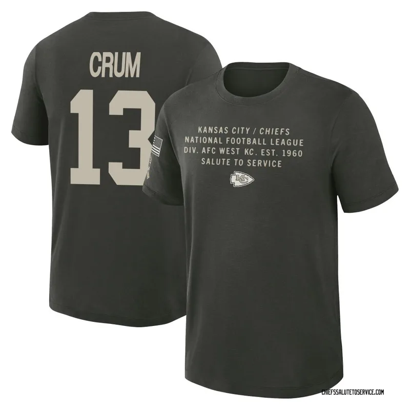 Men's Dustin Crum Kansas City Chiefs Green Dark/ 2025 Salute to Service Sideline Slub T-Shirt