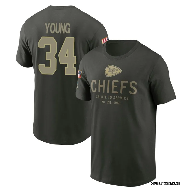 Men's Elijah Young Kansas City Chiefs Green Forest/ 2025 Salute to Service Sideline Primary Edge T-Shirt