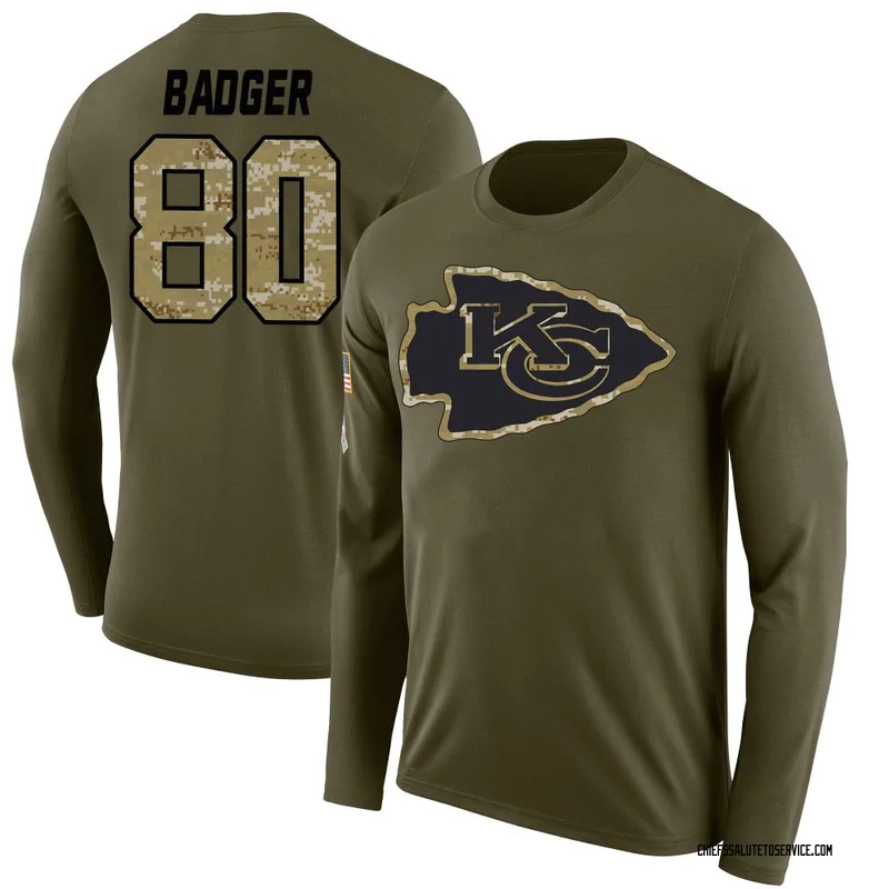 Men's Elijhah Badger Kansas City Chiefs Legend Olive Salute to Service Sideline Long Sleeve T-Shirt