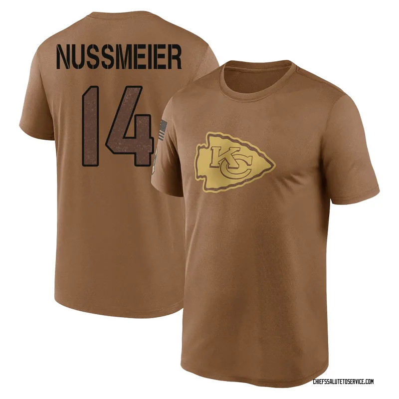 Men's Garrett Nussmeier Kansas City Chiefs Legend Brown 2023 Salute To Service Performance T-Shirt