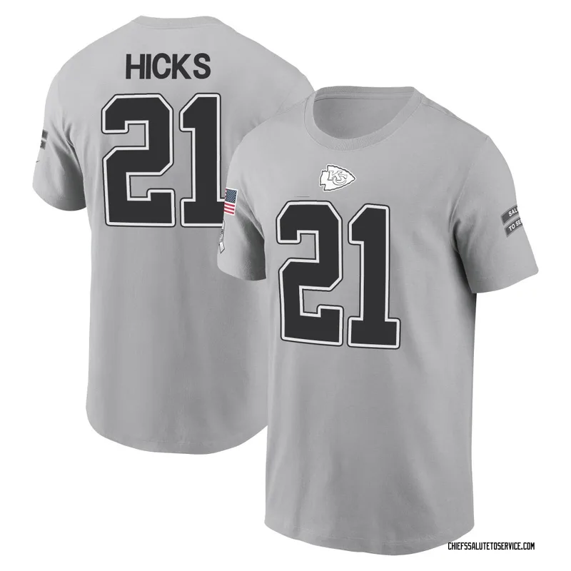 Men's Jaden Hicks Kansas City Chiefs Gray 2024 Salute to Service Name & Number T-Shirt