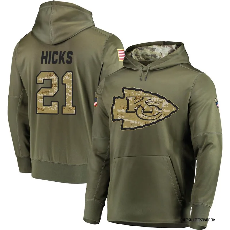 Men's Jaden Hicks Kansas City Chiefs Olive Salute to Service Pullover Hoodie