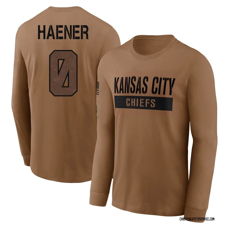 Men's Jake Haener Kansas City Chiefs Brown 2023 Salute To Service Long Sleeve T-Shirt