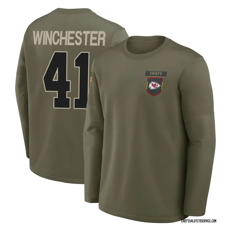 Men's James Winchester Kansas City Chiefs Olive 2025 Salute to Service Sideline Coaches Long Sleeve T-Shirt