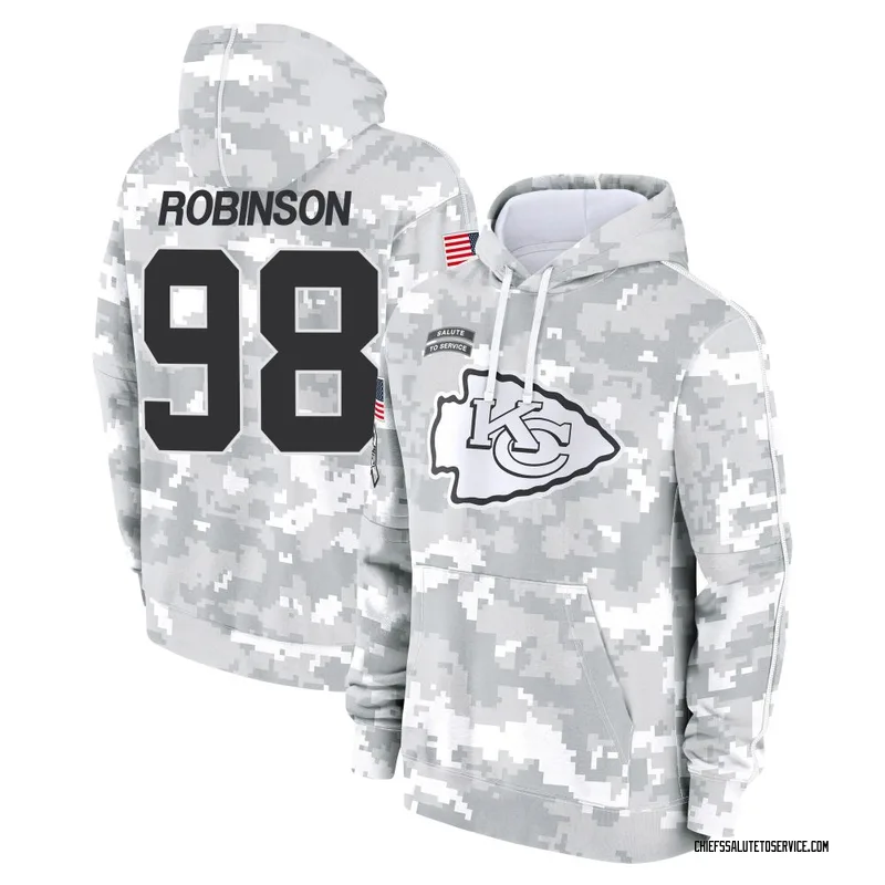 Men's Janarius Robinson Kansas City Chiefs Camo Arctic 2024 Salute to Service Club Fleece Pullover Hoodie