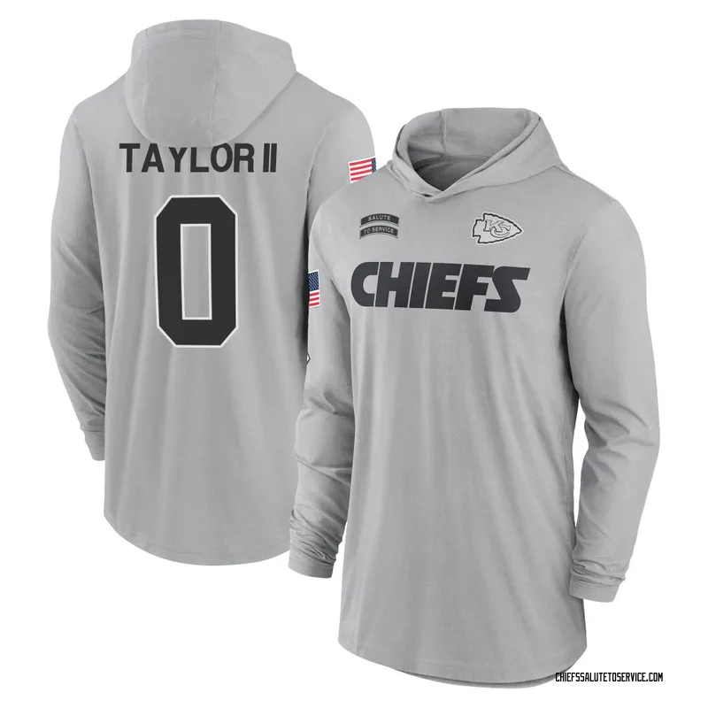 Men's Jason Taylor II Kansas City Chiefs Gray 2024 Salute to Service Lightweight Performance Long Sleeve Hooded T-Shirt