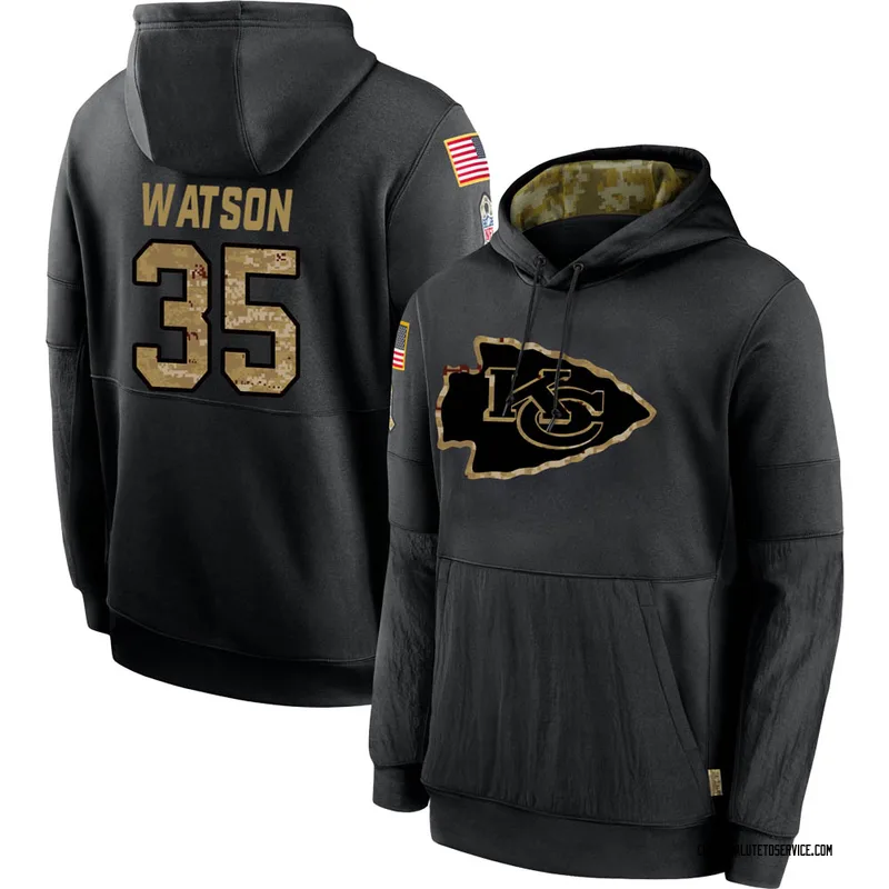 Men's Jaylen Watson Kansas City Chiefs Black 2020 Salute to Service Sideline Performance Pullover Hoodie