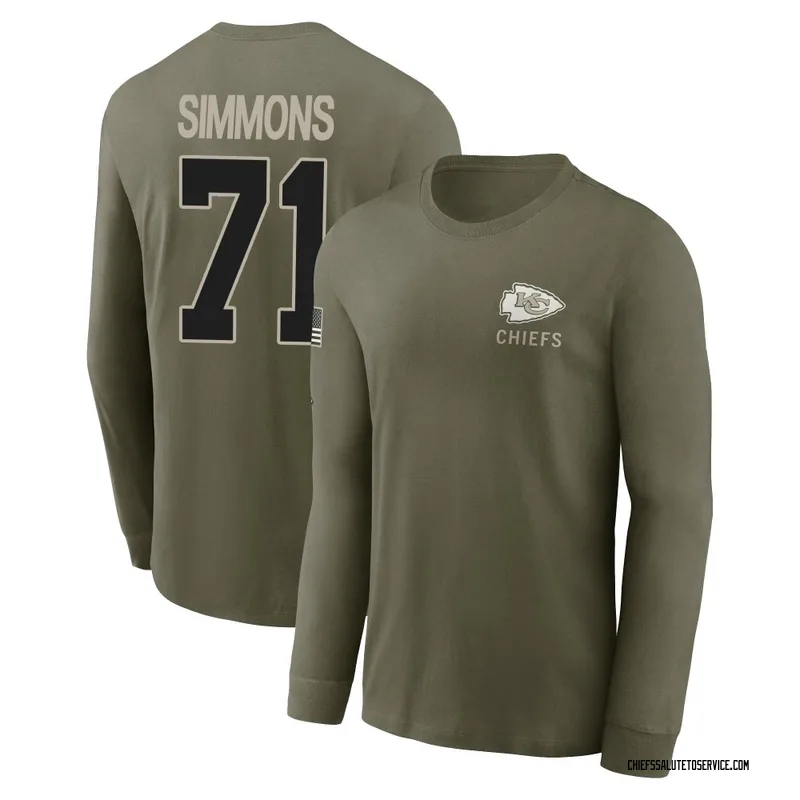 Men's Josh Simmons Kansas City Chiefs Olive 2025 Salute to Service Sideline Long Sleeve T-Shirt