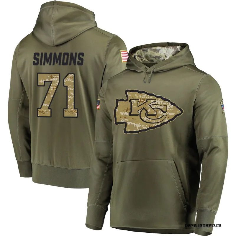 Men's Josh Simmons Kansas City Chiefs Olive Salute to Service Pullover Hoodie
