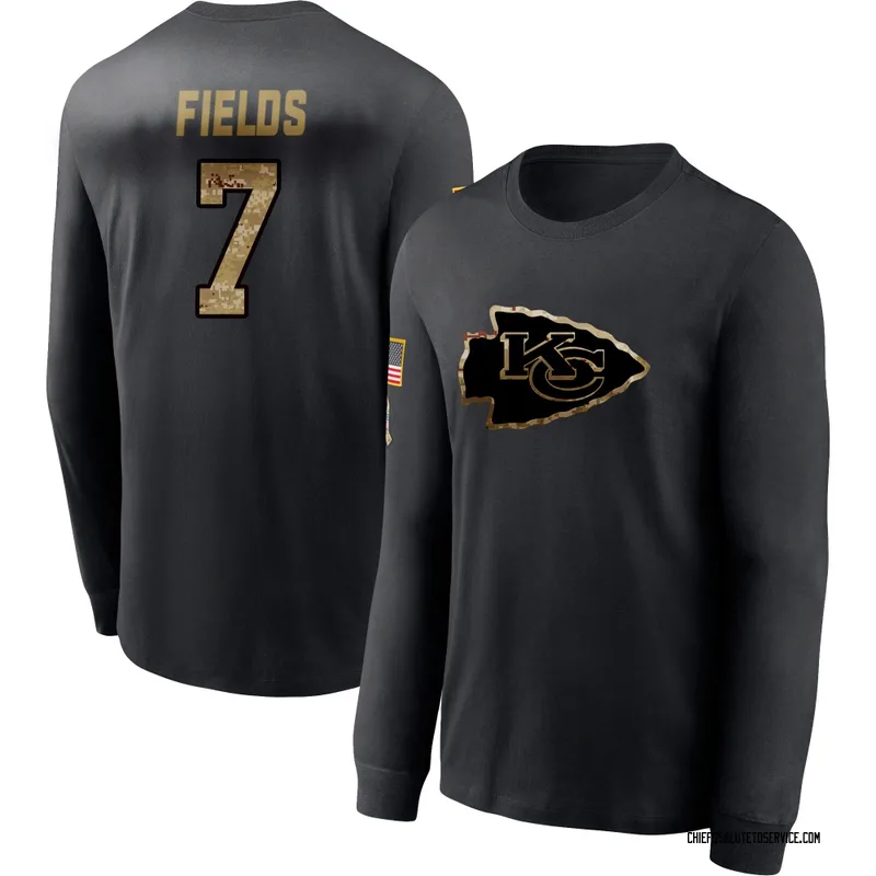 Men's Justin Fields Kansas City Chiefs Black 2020 Salute To Service Sideline Performance Long Sleeve T-Shirt