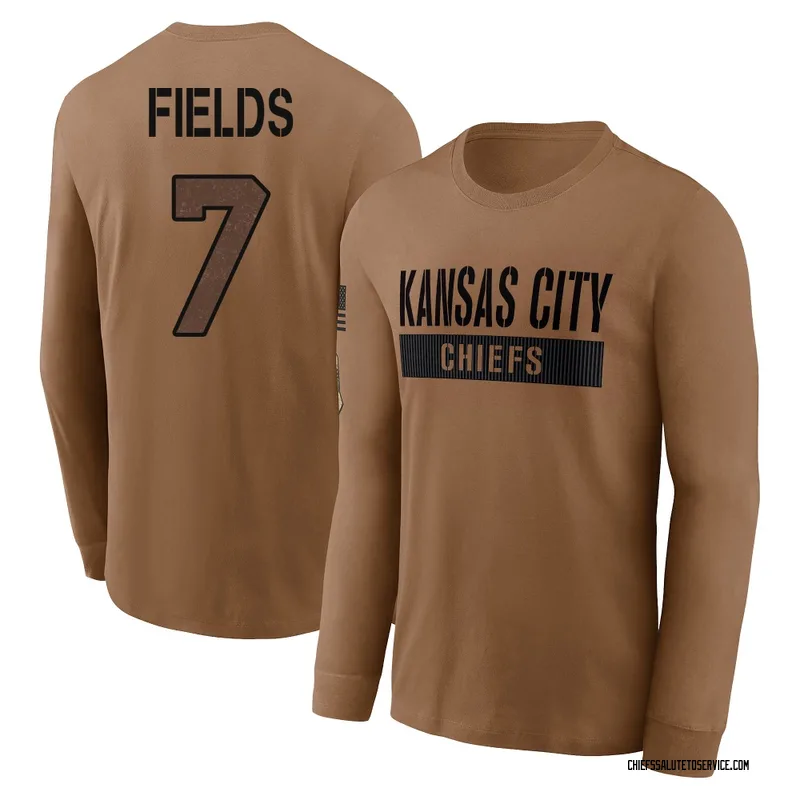 Men's Justin Fields Kansas City Chiefs Brown 2023 Salute To Service Long Sleeve T-Shirt