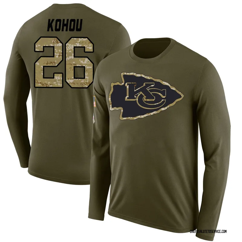 Men's Kader Kohou Kansas City Chiefs Legend Olive Salute to Service Sideline Long Sleeve T-Shirt