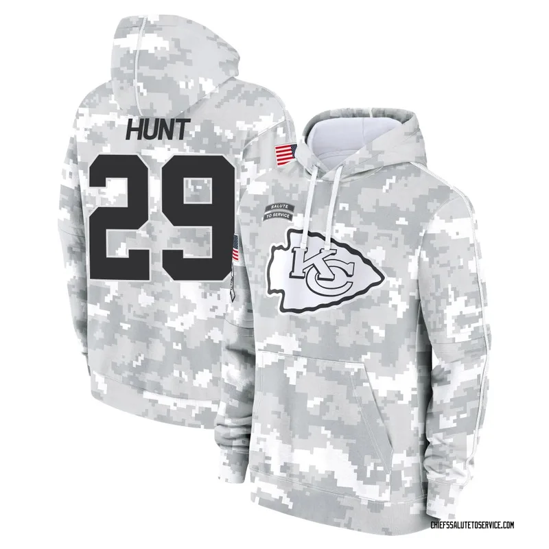 Men's Kareem Hunt Kansas City Chiefs Camo Arctic 2024 Salute to Service Club Fleece Pullover Hoodie
