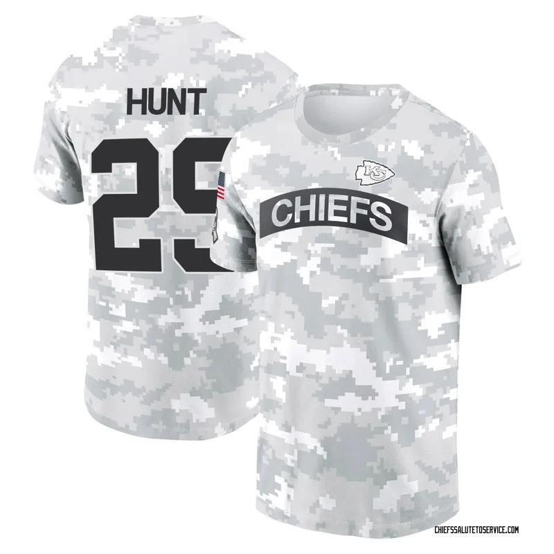 Men's Kareem Hunt Kansas City Chiefs Camo Arctic 2024 Salute to Service Performance T-Shirt