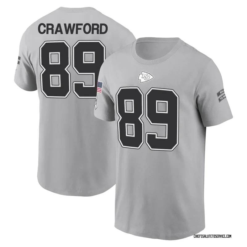 Men's Kekoa Crawford Kansas City Chiefs Gray 2024 Salute to Service Name & Number T-Shirt
