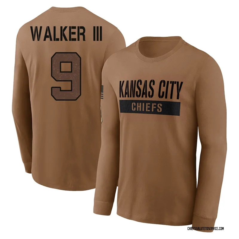 Men's Kenneth Walker III Kansas City Chiefs Brown 2023 Salute To Service Long Sleeve T-Shirt