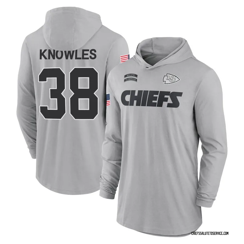 Men's Kevin Knowles Kansas City Chiefs Gray 2024 Salute to Service Lightweight Performance Long Sleeve Hooded T-Shirt