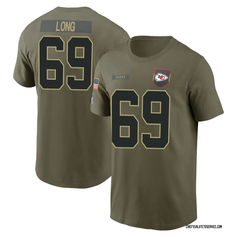 Men's Kyle Long Kansas City Chiefs Olive 2025 Salute to Service Name & Number T-Shirt