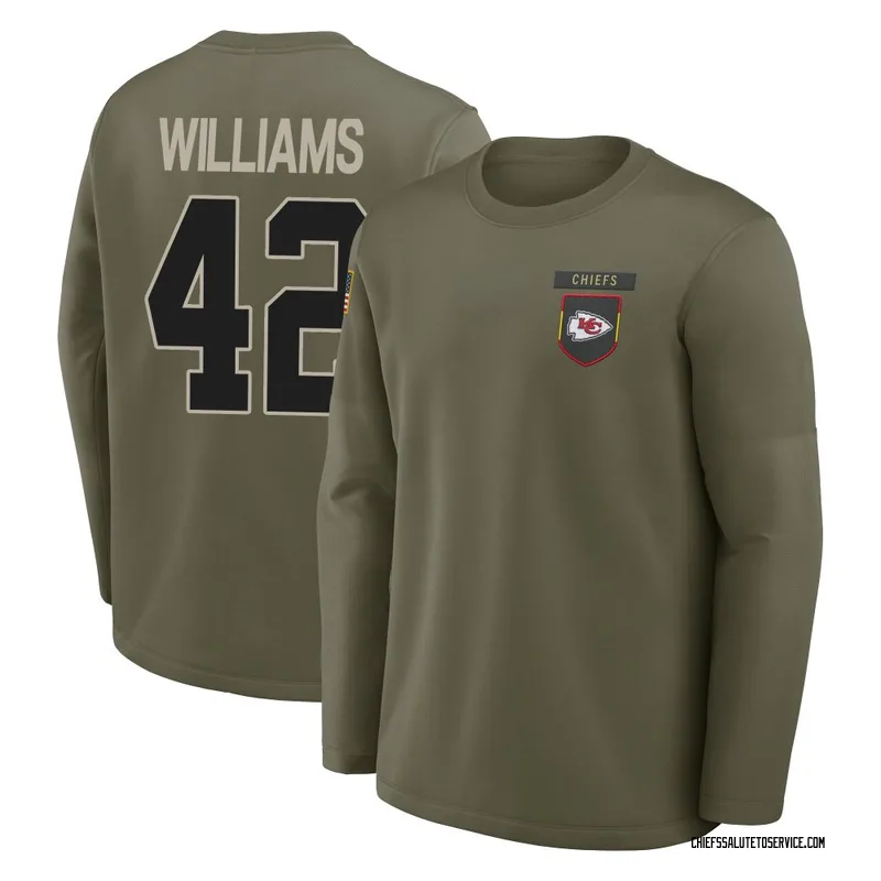 Men's Major Williams Kansas City Chiefs Olive 2025 Salute to Service Sideline Coaches Long Sleeve T-Shirt