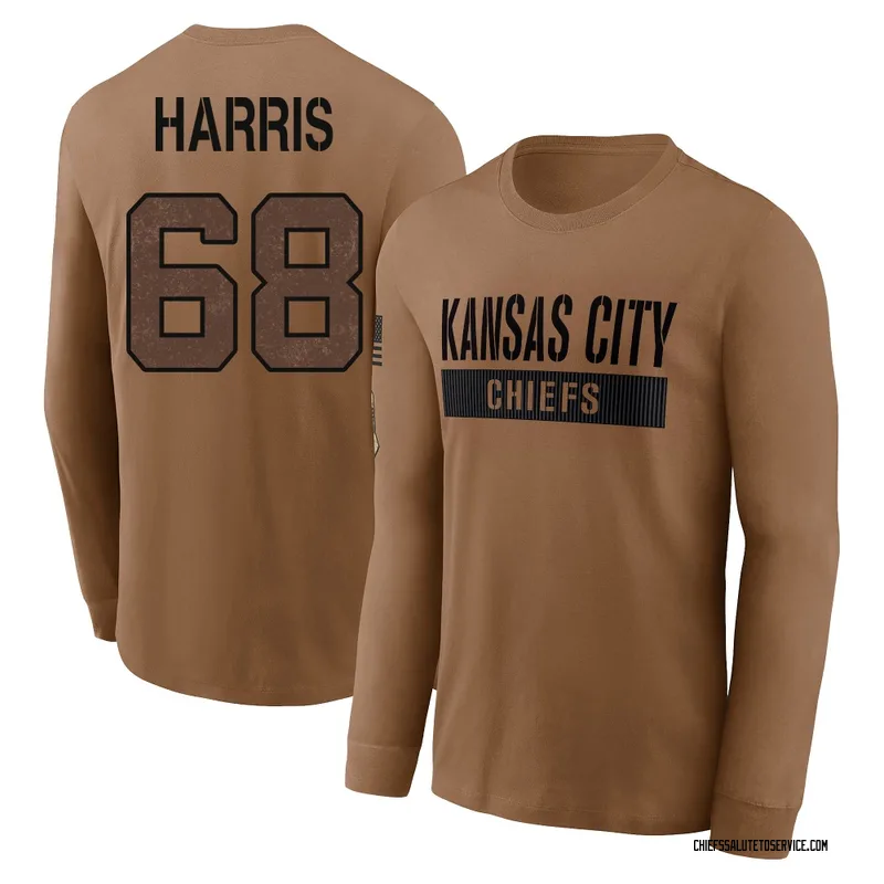 Men's Marcus Harris Kansas City Chiefs Brown 2023 Salute To Service Long Sleeve T-Shirt