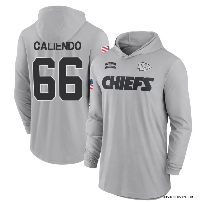 Men's Mike Caliendo Kansas City Chiefs Gray 2024 Salute to Service Lightweight Performance Long Sleeve Hooded T-Shirt