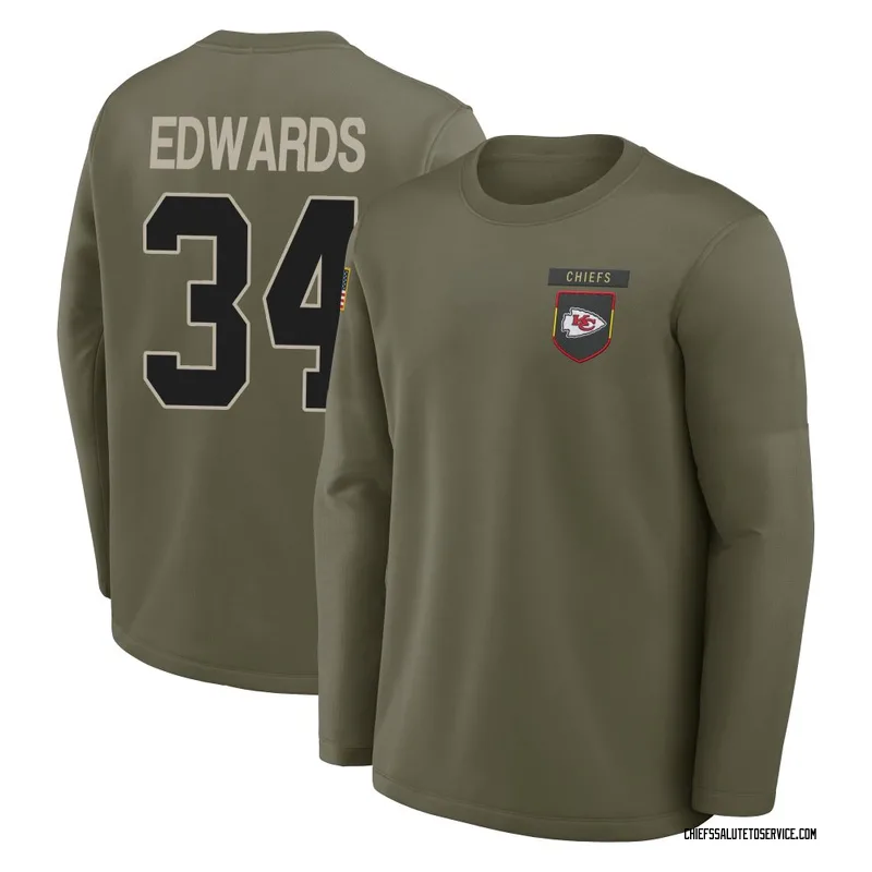 Men's Mike Edwards Kansas City Chiefs Olive 2025 Salute to Service Sideline Coaches Long Sleeve T-Shirt
