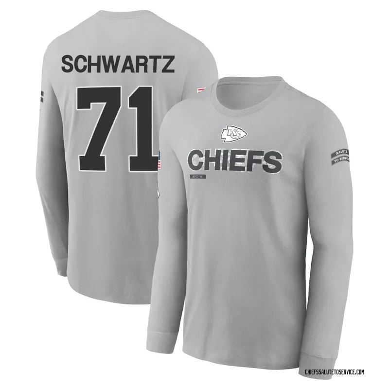 Men's Mitchell Schwartz Kansas City Chiefs Gray 2024 Salute to Service Long Sleeve T-Shirt