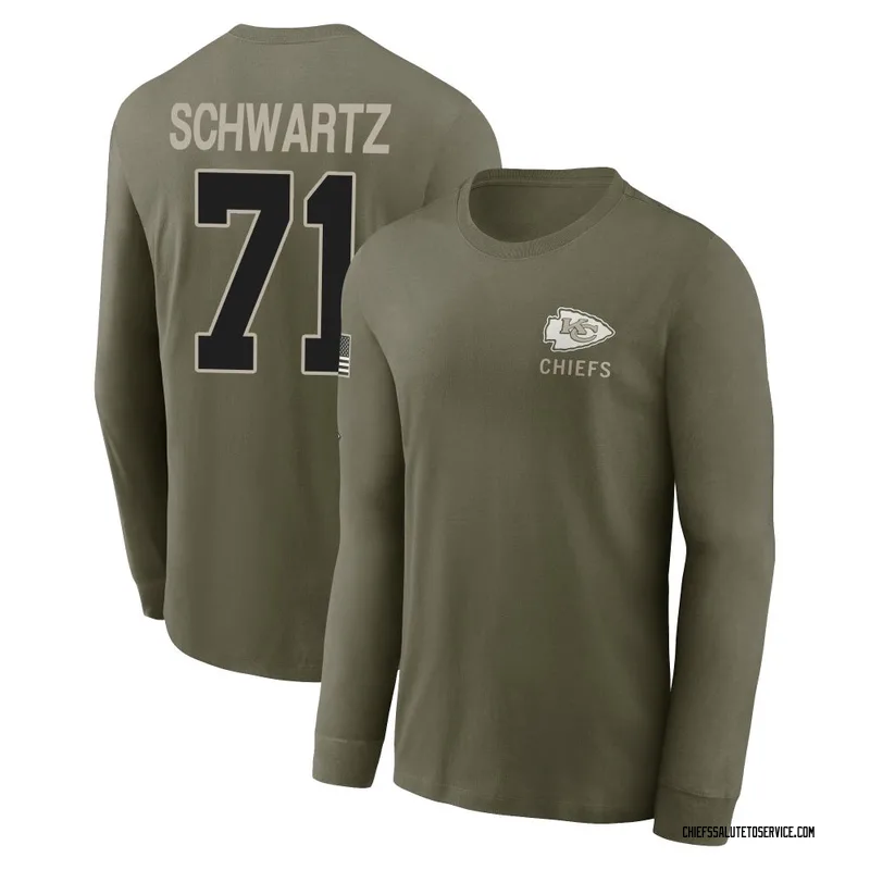 Men's Mitchell Schwartz Kansas City Chiefs Olive 2025 Salute to Service Sideline Long Sleeve T-Shirt