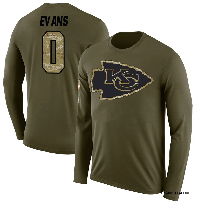 Men's Omari Evans Kansas City Chiefs Legend Olive Salute to Service Sideline Long Sleeve T-Shirt