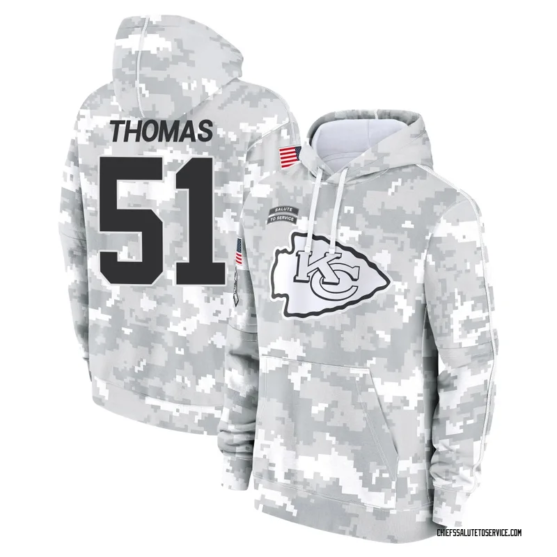 Men's R Mason Thomas Kansas City Chiefs Camo Arctic 2024 Salute to Service Club Fleece Pullover Hoodie