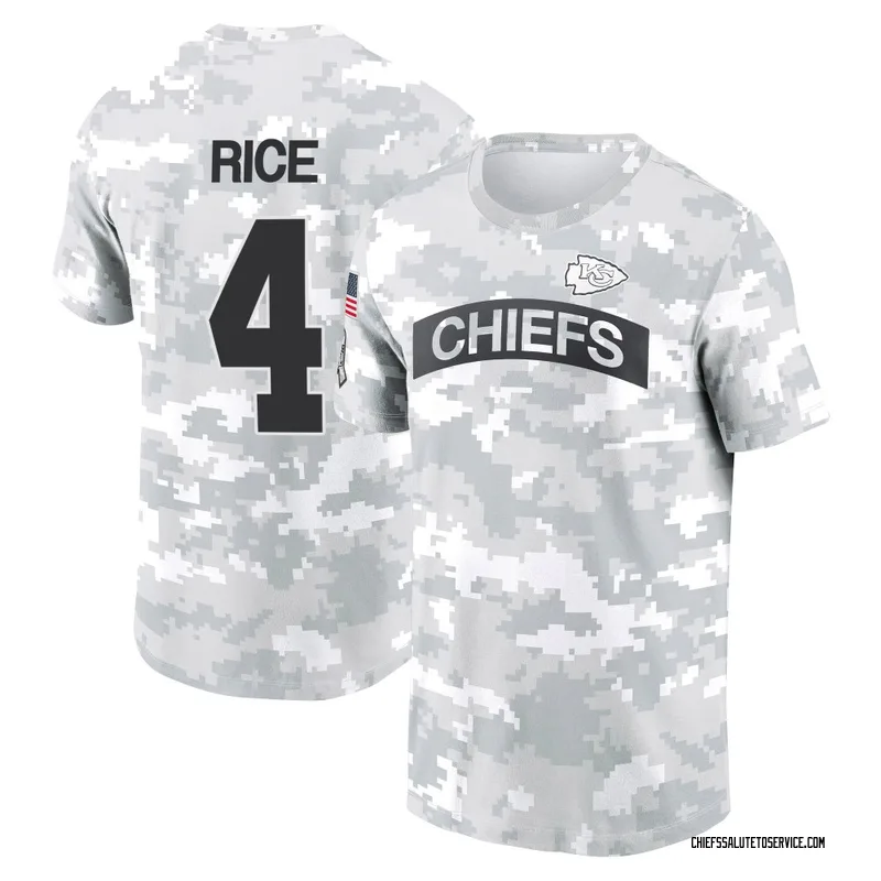 Men's Rashee Rice Kansas City Chiefs Camo Arctic 2024 Salute to Service Performance T-Shirt