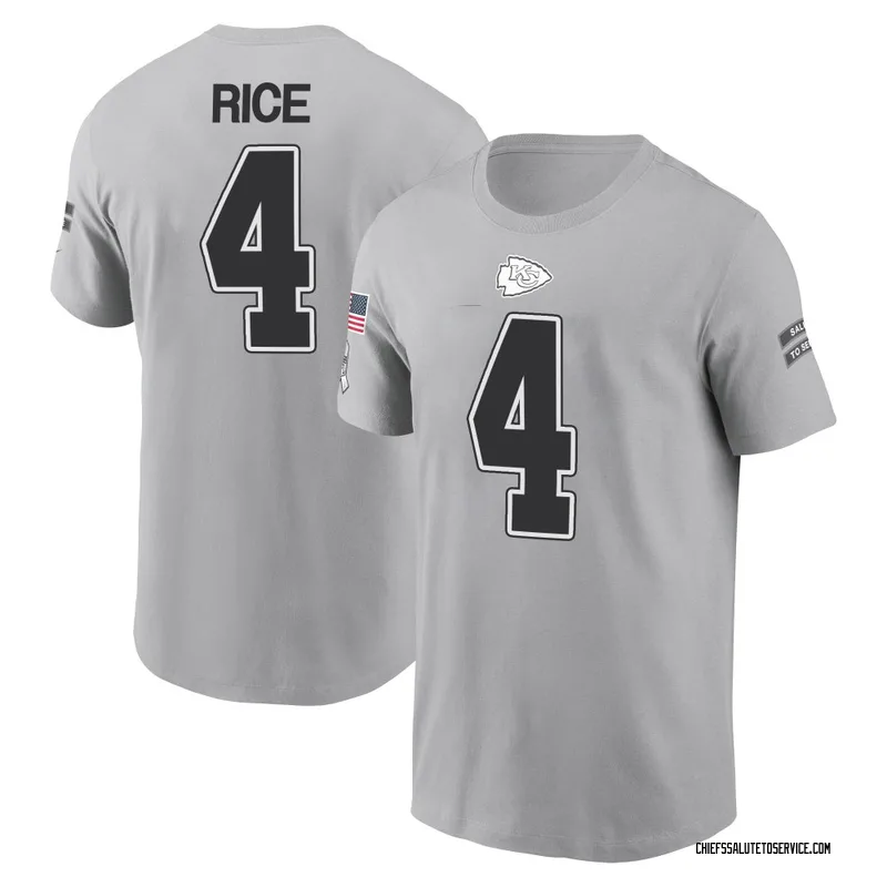 Men's Rashee Rice Kansas City Chiefs Gray 2024 Salute to Service Name & Number T-Shirt
