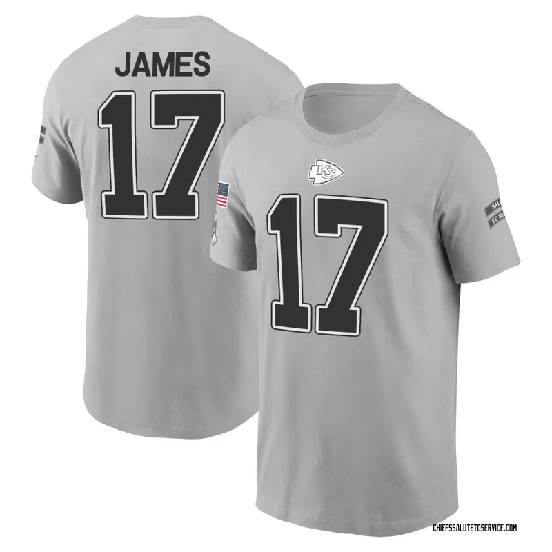 Men's Richie James Kansas City Chiefs Gray 2024 Salute to Service Name & Number T-Shirt